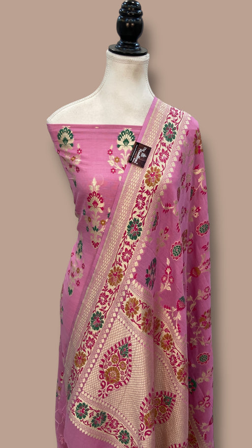 Pure Moonga Georgette Banarasi Dress Material - The Handlooms