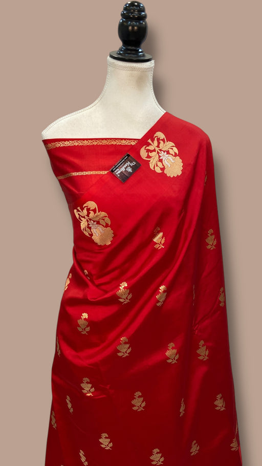 Pure Katan Silk Banarasi Handloom Saree - All over Kadua Motifs - The Handlooms
