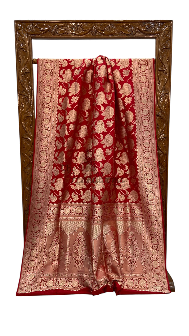 Pure Katan Silk Banarasi Handloom Saree - All Over Jaal Work - The Handlooms