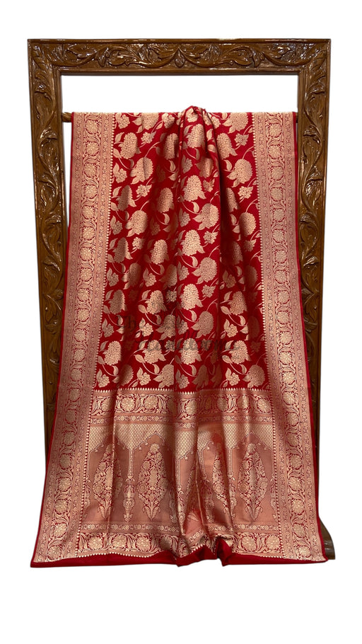 Pure Katan Silk Banarasi Handloom Saree - All Over Jaal Work - The Handlooms