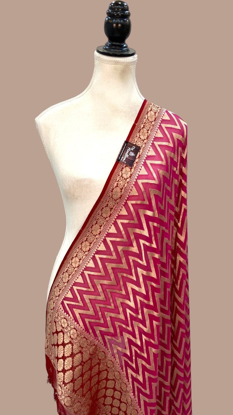 Pure Khaddi Georgette Dupatta - water zari - The Handlooms