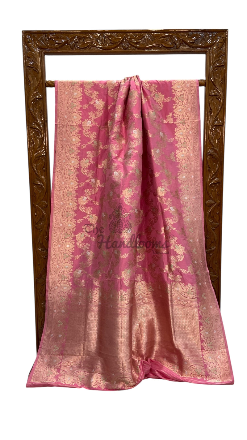Pure Katan Silk Banarasi Handloom Saree - All over kadiyal Jaal work - The Handlooms