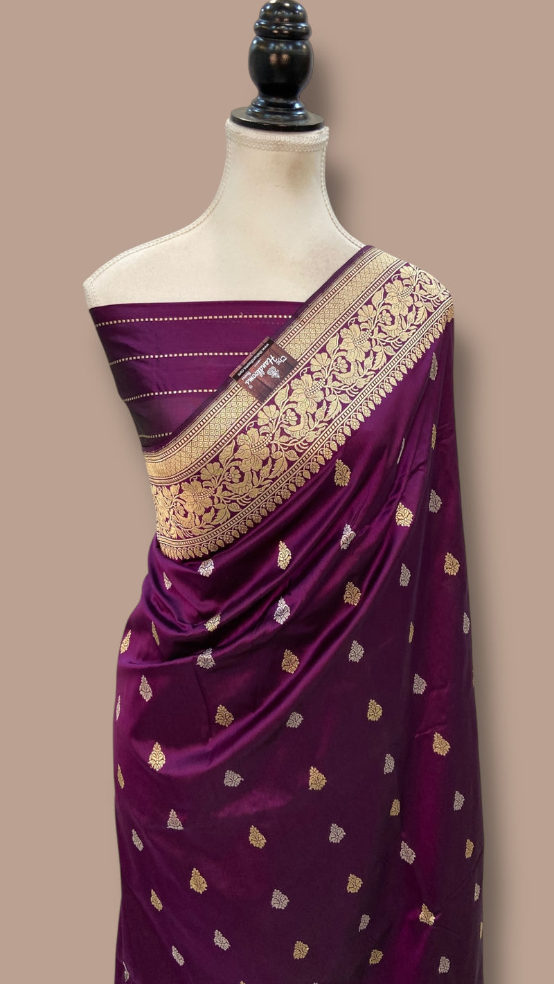 Pure Katan Silk Banarasi Handloom Saree - All Over Kadua Motifs - The Handlooms