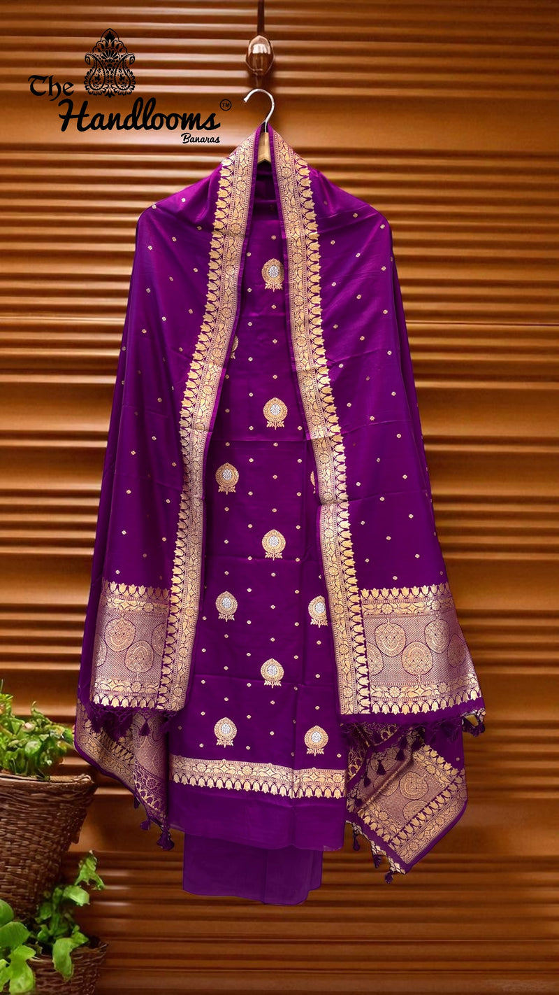 Pure Katan Silk Handlooms Banarasi Dress material - The Handlooms