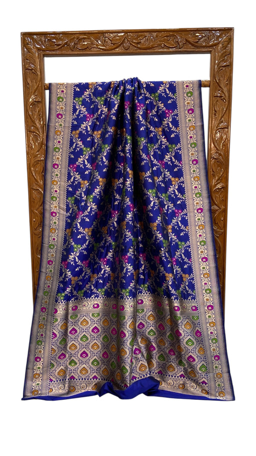 Pure Katan Silk Banarasi Handloom Saree - All over Jaal Work With Meenakari - The Handlooms