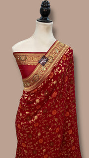 Georgette Banarasi Saree With Handwork - The Handlooms
