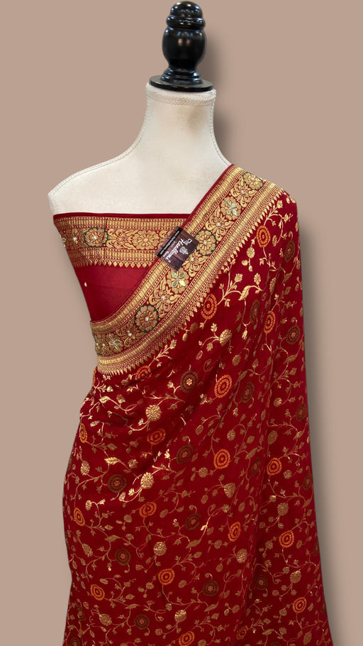 Georgette Banarasi Saree With Handwork - The Handlooms