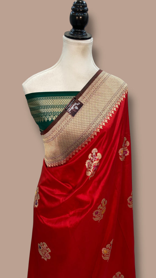 Ektara Pure Katan Silk Banarasi Handloom Saree - All over kadiyal Boota - The Handlooms