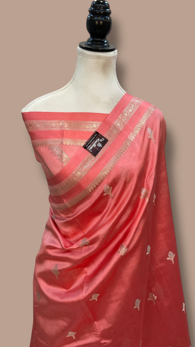 Pure Mango Silk Banarasi Handlokom Saree - The Handlooms