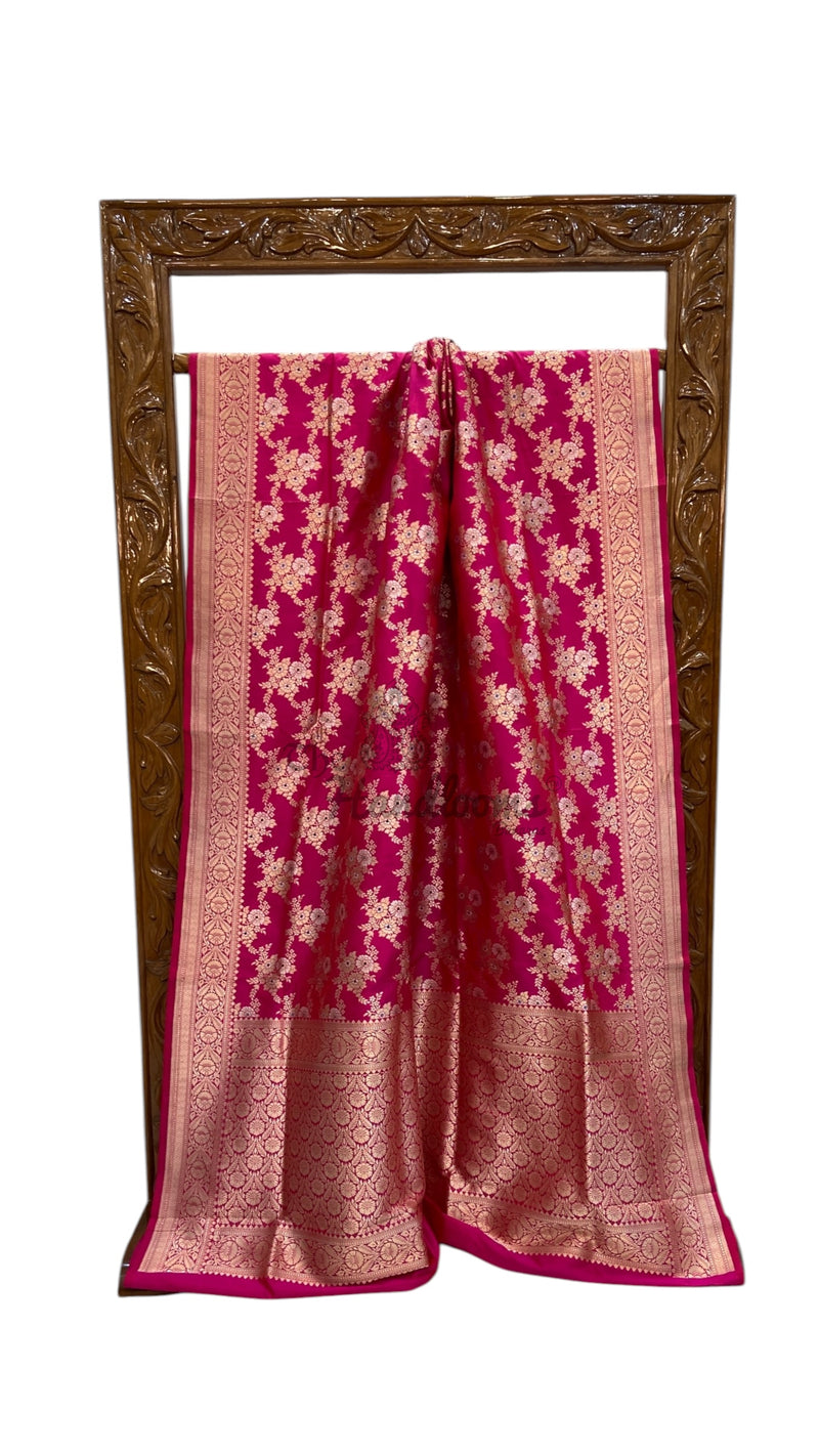 Pure Katan Silk Banarasi Handloom Saree - All over Jaal Work With Meenakari - The Handlooms