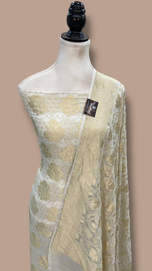 Khaddi Georgette Banarasi Dress material Water Zari - The Handlooms