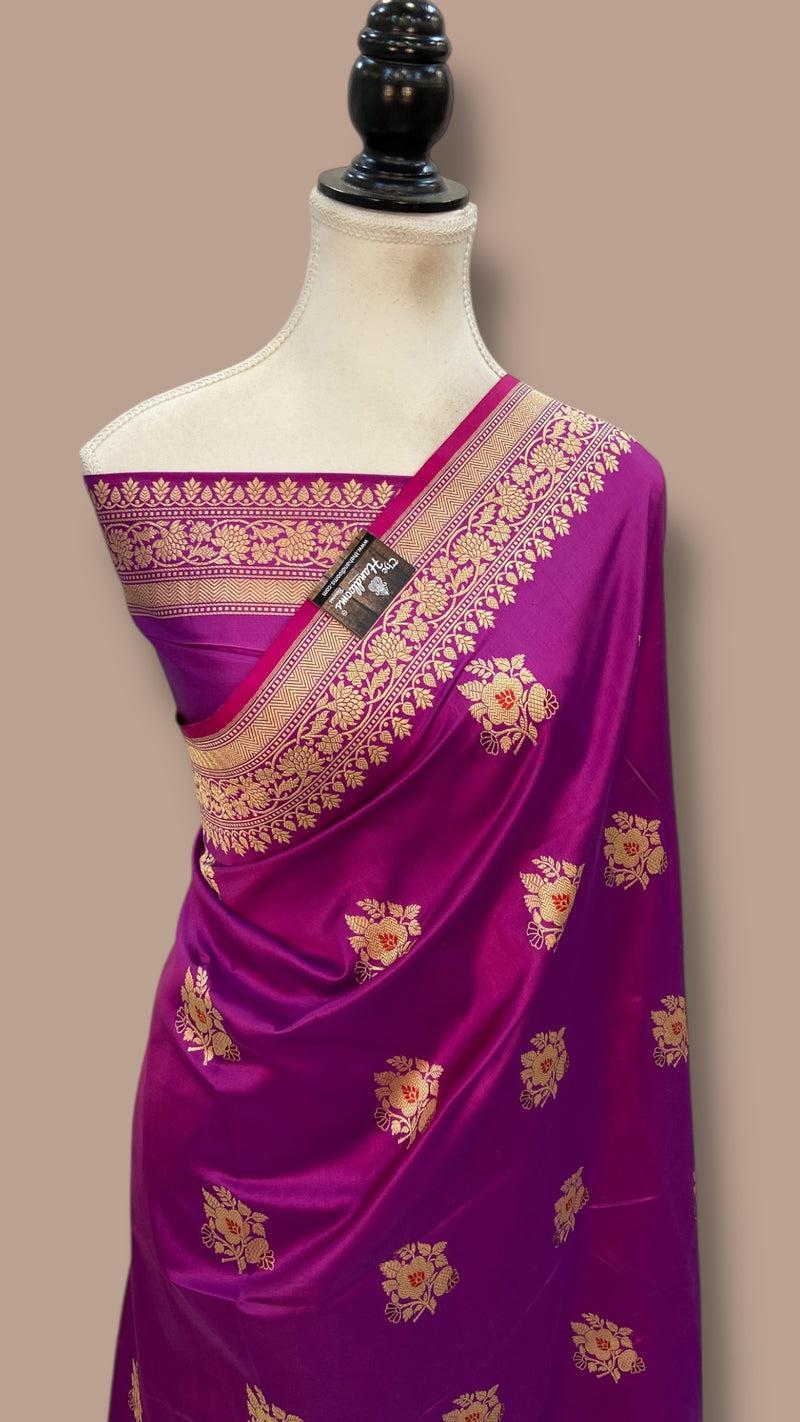 Pure Katan Silk Banarasi Handloom Saree - All Over Kadua Motifs