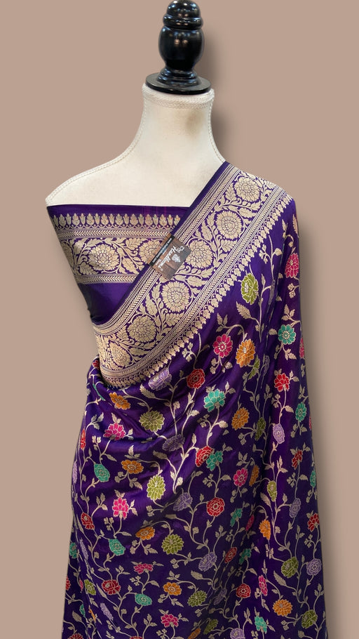 Pure Katan Silk Banarasi Handloom Saree - All Over Kadiyal Jaal Work - The Handlooms