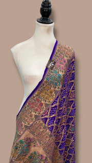 Pure Georgette Banarasi Bandhej Handloom Dupatta - The Handlooms