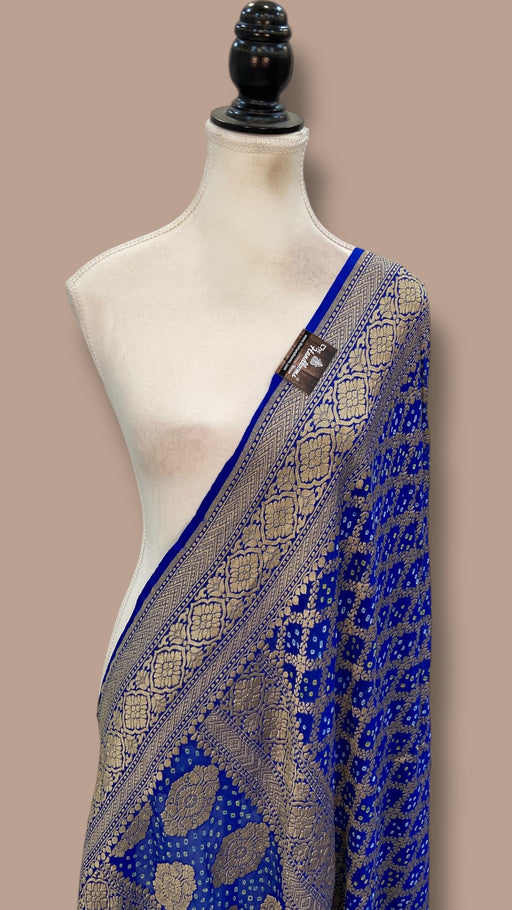 Pure Georgette Banarasi Bandhej Handloom Dupatta - The Handlooms