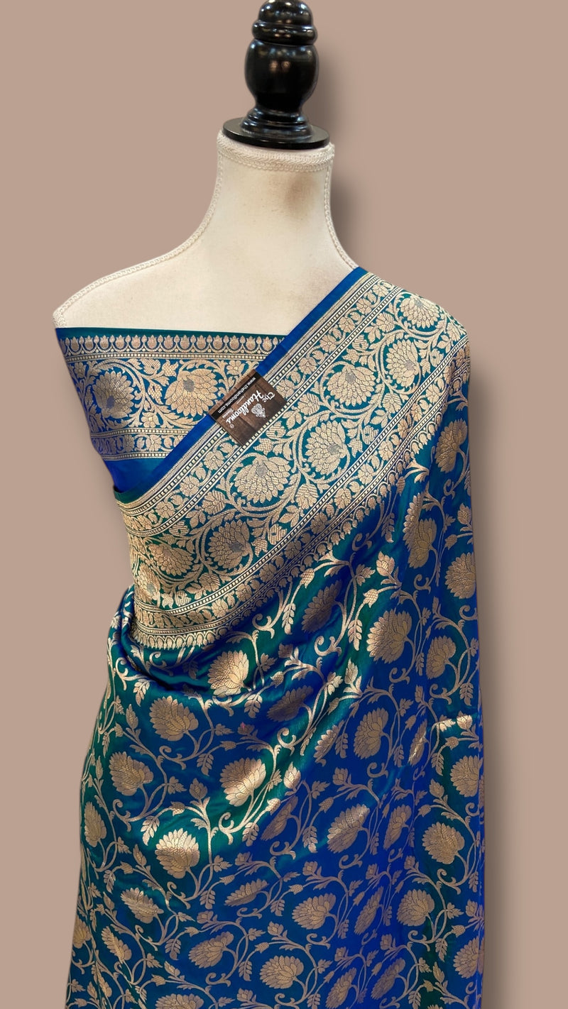 Pure Katan Silk Banarasi Handloom Saree - All Over Jaal Work - The Handlooms