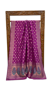 Pure Katan Jamdani Silk Handlooms Banarasi Saree - All Over Motifs - The Handlooms