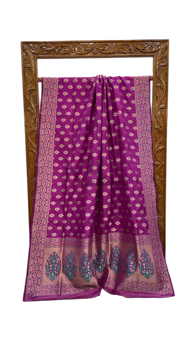 Pure Katan Jamdani Silk Handlooms Banarasi Saree - All Over Motifs - The Handlooms