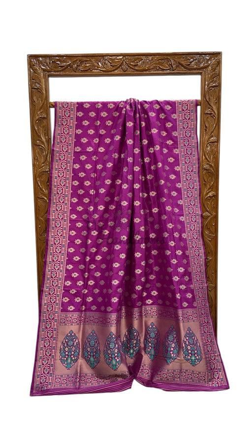 Pure Katan Jamdani Silk Handlooms Banarasi Saree - All Over Motifs - The Handlooms