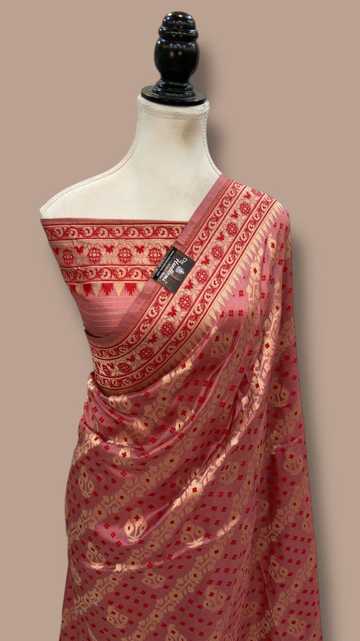 Regal Pure Katan Jamdani Silk Banarasi Saree – Handwoven Tanchui Brocade - The Handlooms