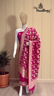 Pure Moonga Georgette Banarasi Dress material - The Handlooms