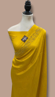 Pure Moonga Georgette Handloom Banarasi Saree With Handwork - The Handlooms