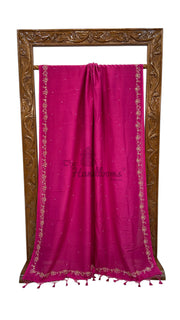 Pure Moonga Georgette Handloom Banarasi Saree With Handwork - The Handlooms