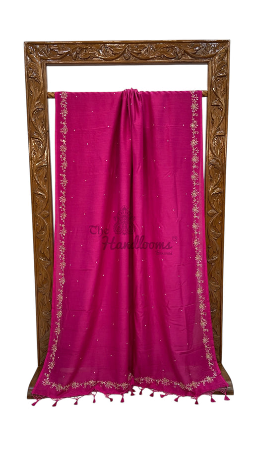 Pure Moonga Georgette Handloom Banarasi Saree With Handwork - The Handlooms
