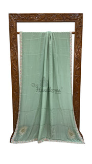 Pure Crepe Silk Handloom Banarasi Saree with Handwork - The Handlooms