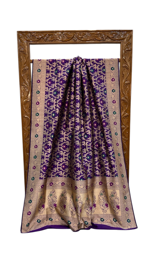 Pure Katan Silk Banarasi Handloom Saree - All over Jaal Work With Meenakari - The Handlooms