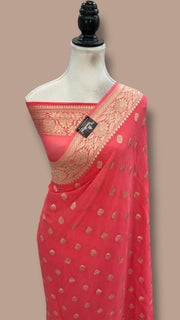 Khaddi Georgette Handloom Banarasi Saree - The Handlooms