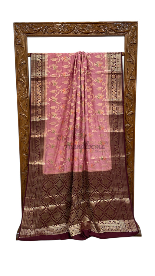 Pure Chiniya Silk Handloom Banarasi Saree - The Handlooms