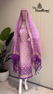 Khaddi Georgette Banarasi Dress material Water Zari - The Handlooms