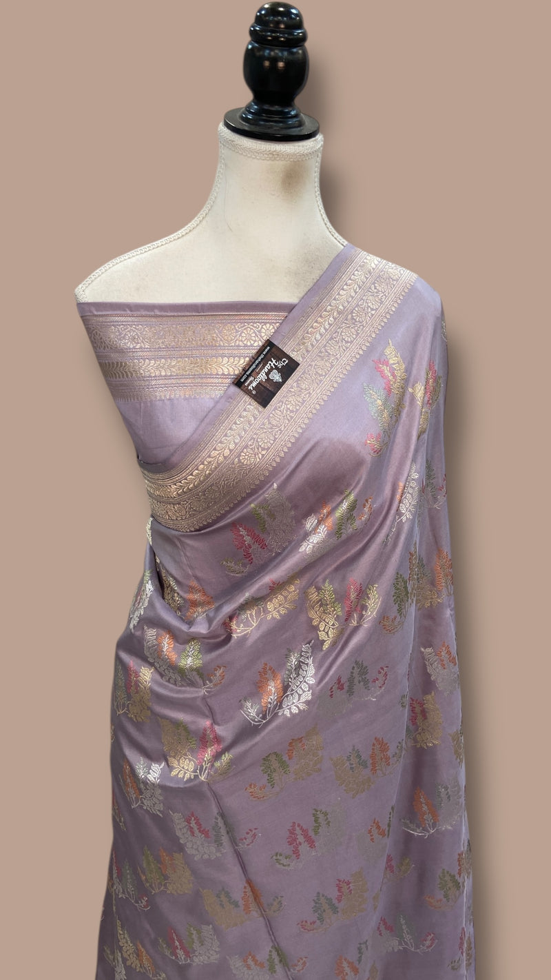 Pure Katan Silk Banarasi Handloom Saree - All over Sona Roopa kadiyal Jaal Work