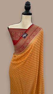 Khaddi Georgette Handloom Banarasi Saree -  Antique zari - The Handlooms