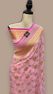 Khaddi Georgette Handloom Banarasi Saree - The Handlooms