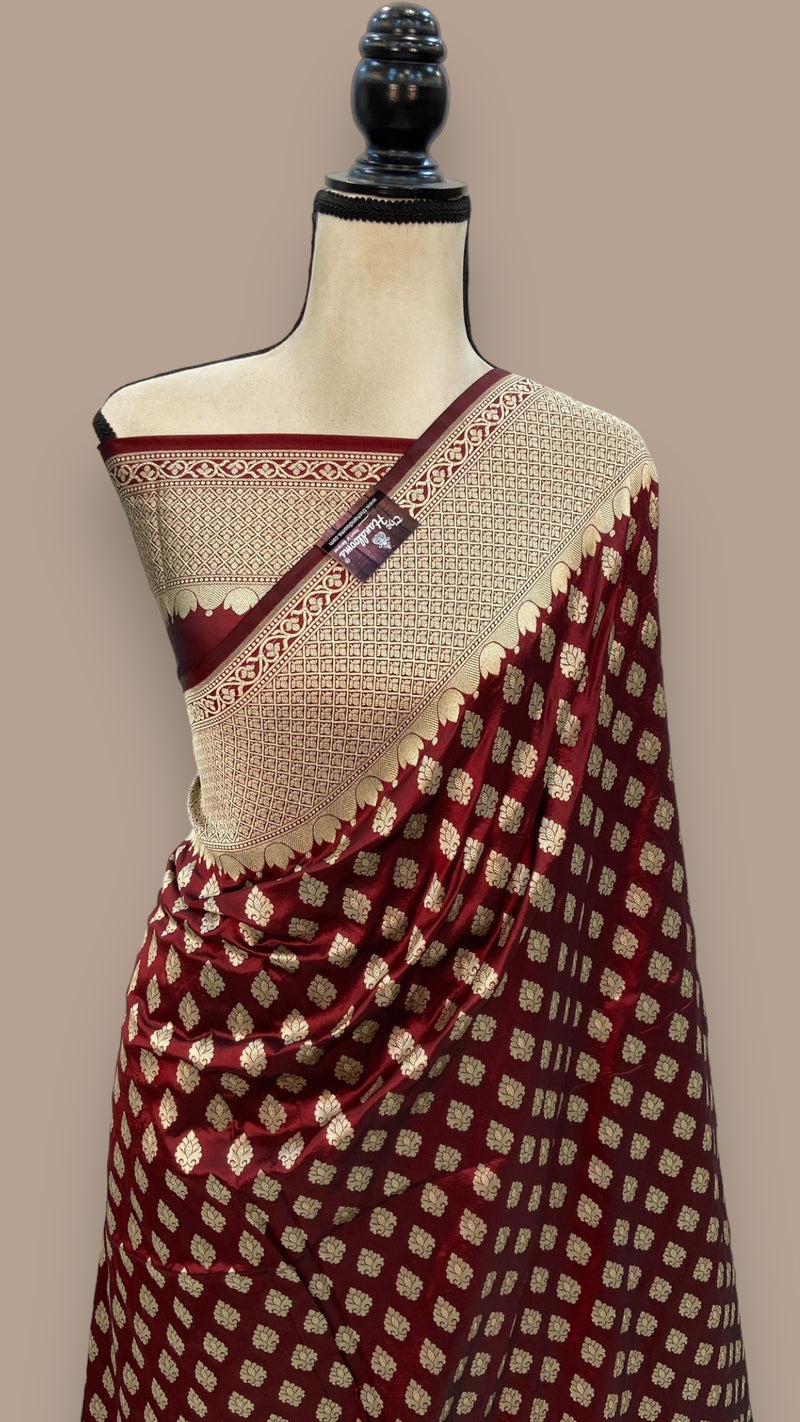 Pure Katan Silk Banarasi Handloom Saree - All Over Jaal Work - The Handlooms