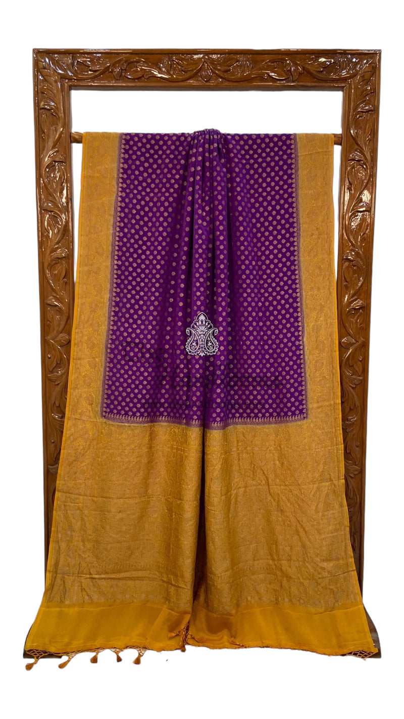 Khaddi Crepe Georgette Banarasi Saree -  Antique zari - The Handlooms