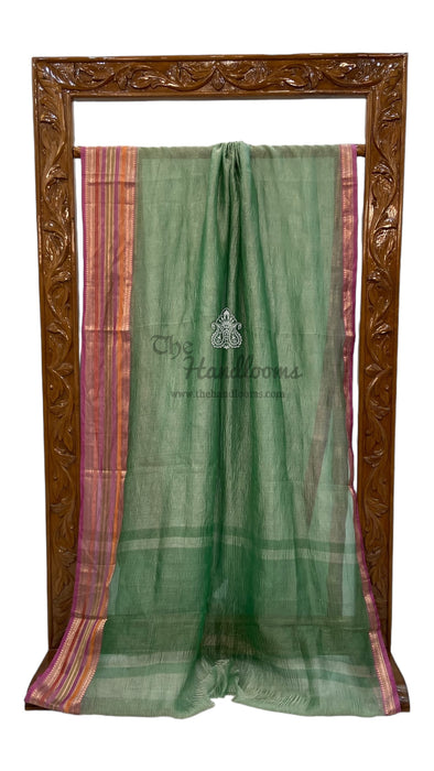 Pure Kora Tissue Crush Handloom Banarasi Saree