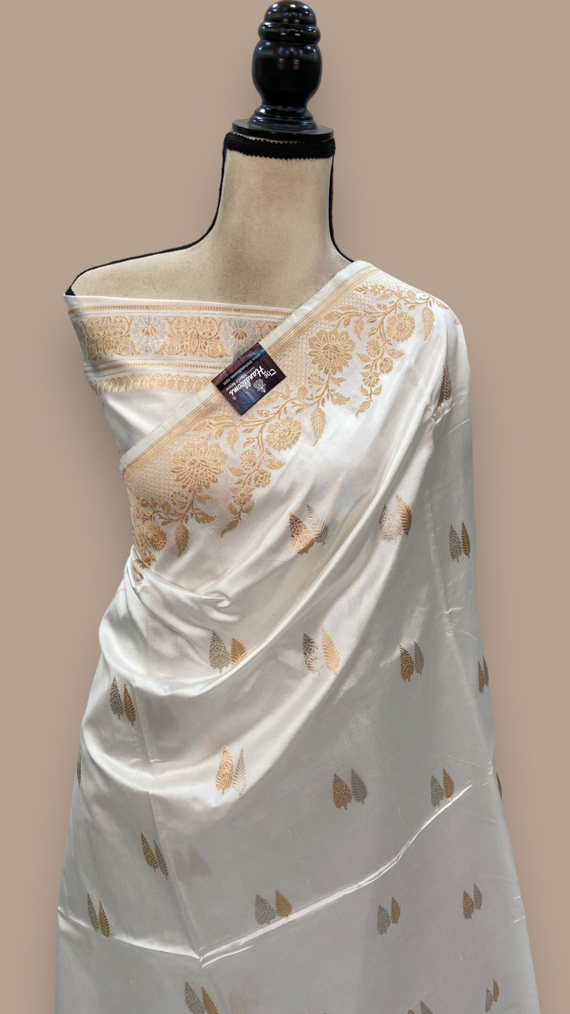 Pure Katan Silk Banarasi Handloom Saree - All over Kadua motifs - The Handlooms