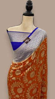 Pure Khaddi Georgette Handloom Banarasi Saree - Water zari - The Handlooms