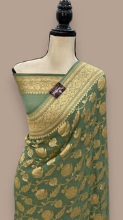 Khaddi Georgette Banarasi Saree - Gold zari - The Handlooms