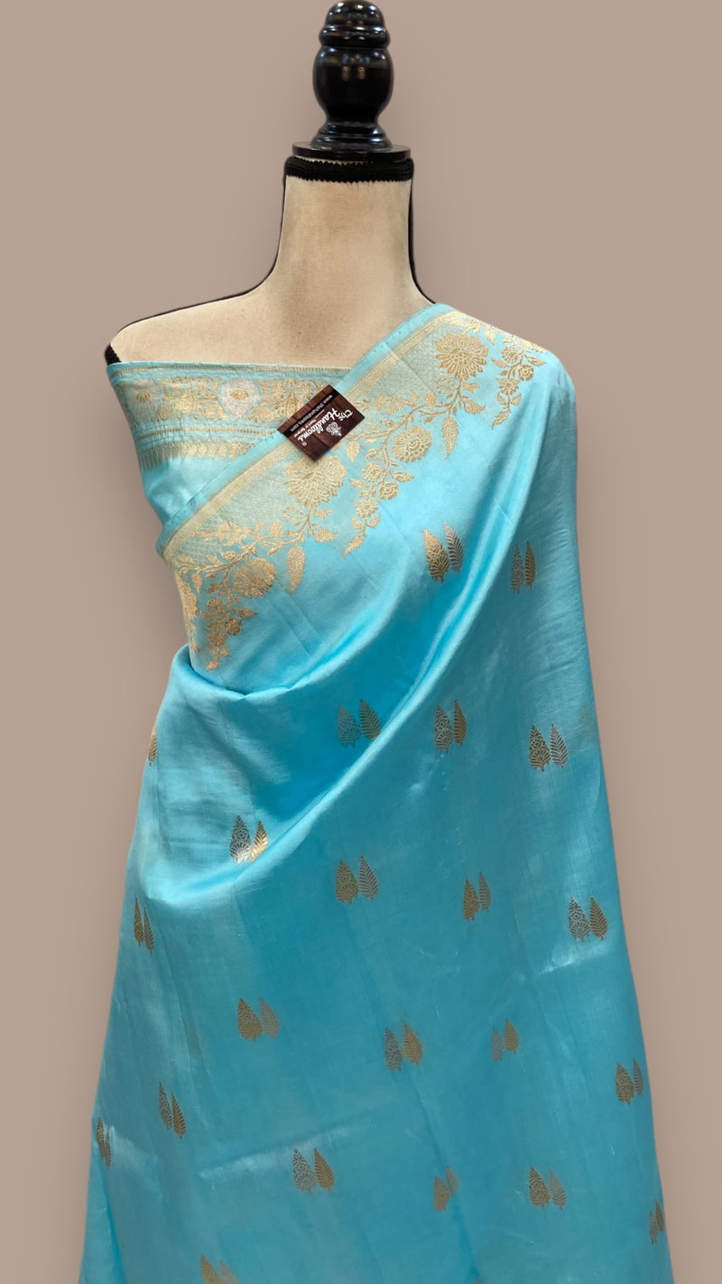 Pure Katan Silk Banarasi Handloom Saree - All over Kadua motifs - The Handlooms