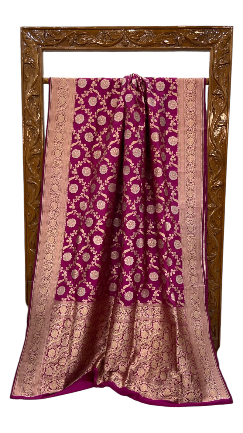 Pure Katan Silk Banarasi Handloom Saree - All over sona roopa Jaal work - The Handlooms