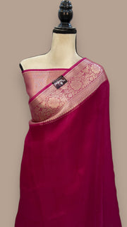 Magenta Pure Kora Handloom Banarasi Saree - The Handlooms