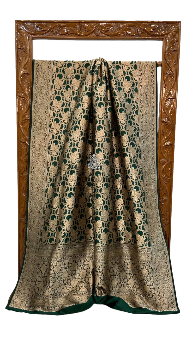 Pure Katan Silk Banarasi Handloom Saree - All over Jaal work - The Handlooms