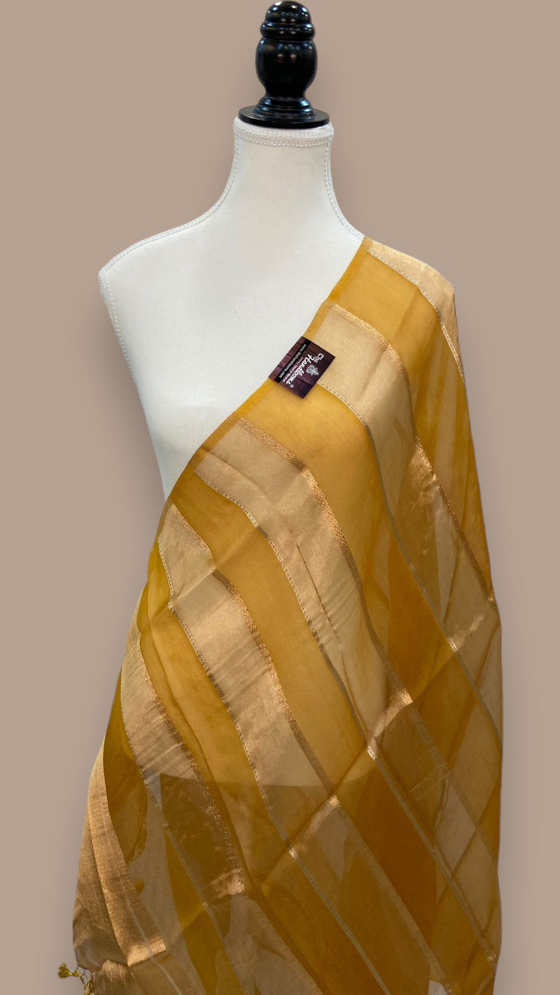 Pure kora Tissue Banarasi Brocade Handloom Dupatta - The Handlooms