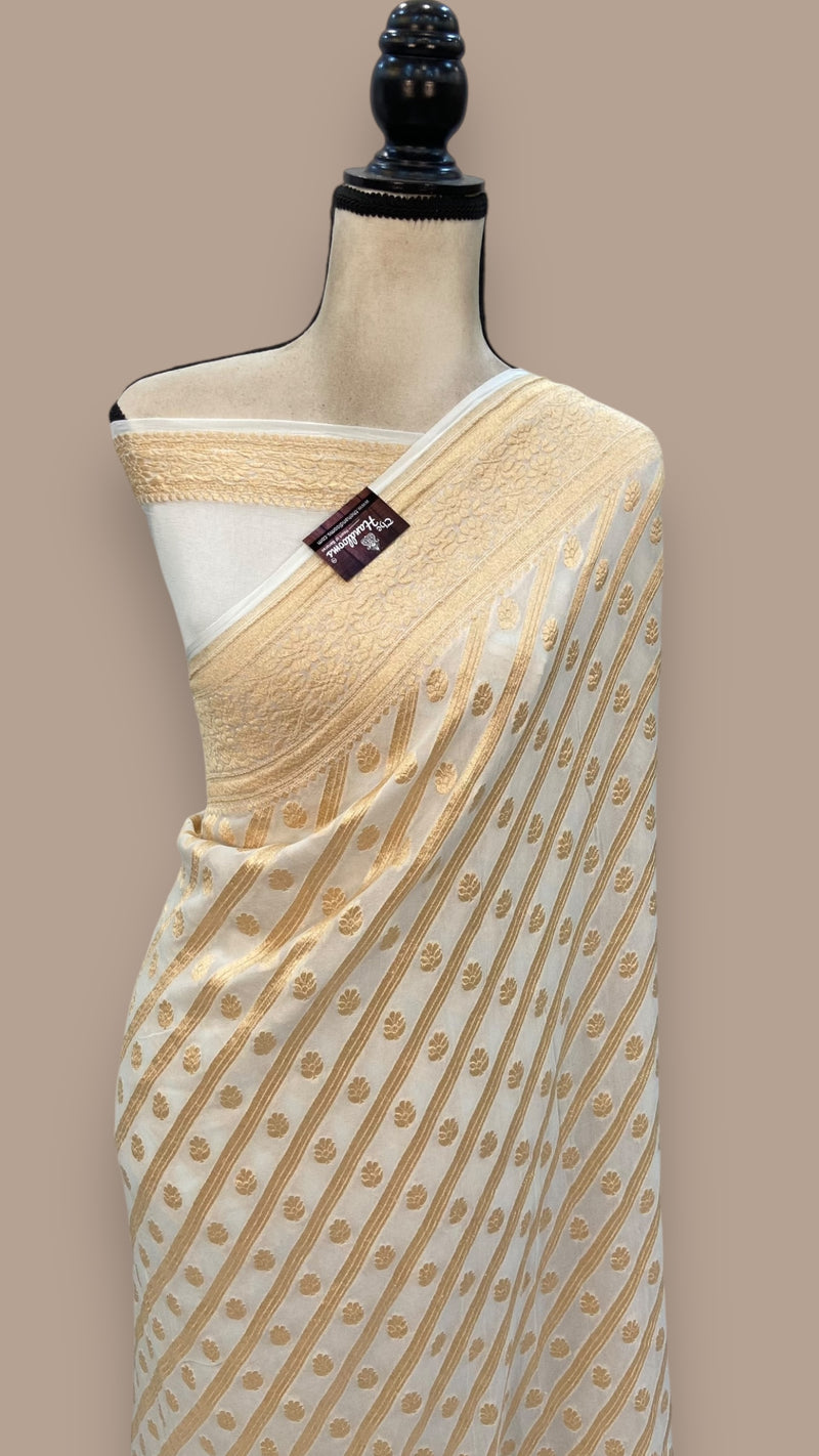 Khaddi Georgette Banarasi Saree - Gold zari - The Handlooms
