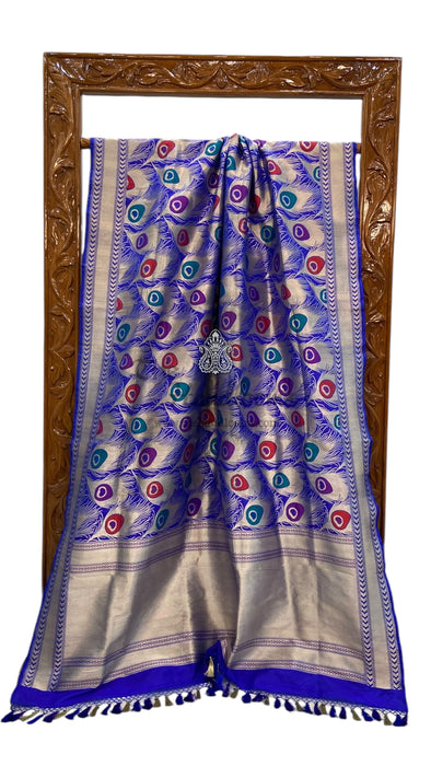 Pure Katan Silk Banarasi Handloom Saree - All over Jaal work with Meenakari