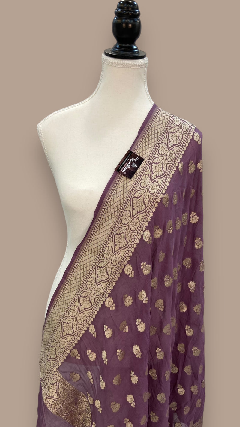 Khaddi Georgette Handloom Banarasi Dupatta - The Handlooms